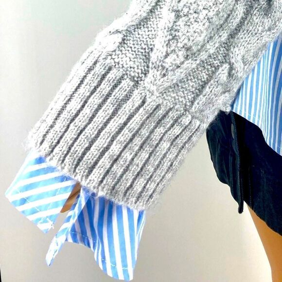 Anthropologie Cable Knit Oversize Sweater Layer Size M - Picture 3 of 12